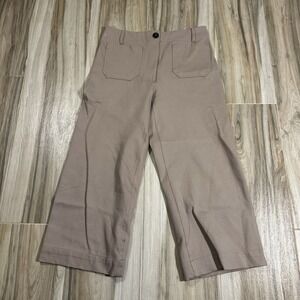 Quince Ultra-Stretch Ponte Cropped Wide Leg Pants Tan Women 12 Minimalist Work